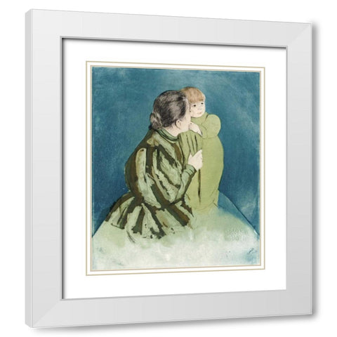 Peasant Mother and Child White Modern Wood Framed Art Print with Double Matting by Cassatt, Mary