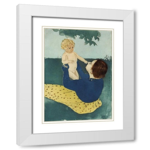 Under The Horse Chestnut Tree White Modern Wood Framed Art Print with Double Matting by Cassatt, Mary