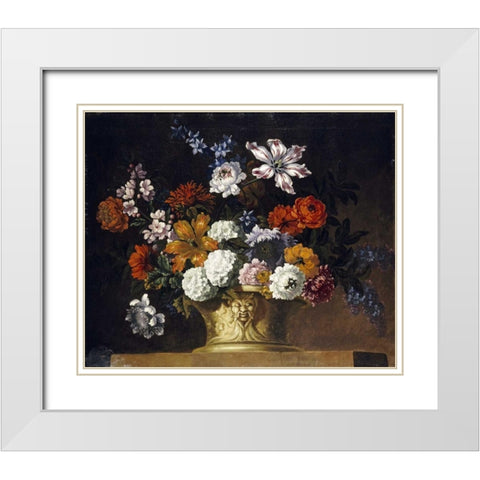 Tulips, Snowballs and Other Flowers White Modern Wood Framed Art Print with Double Matting by Casteels, Peter III