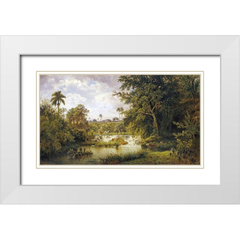 Paisaje Con Vacas White Modern Wood Framed Art Print with Double Matting by Chartrand, Esteban