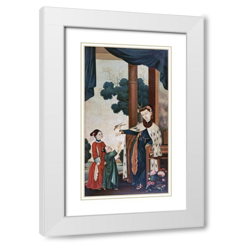 A Mandarins Wife With Their Two Daughters White Modern Wood Framed Art Print with Double Matting by Chinese School