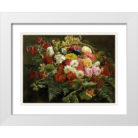 A Summer Bouquet White Modern Wood Framed Art Print with Double Matting by Christensen, Anthonie Eleonore