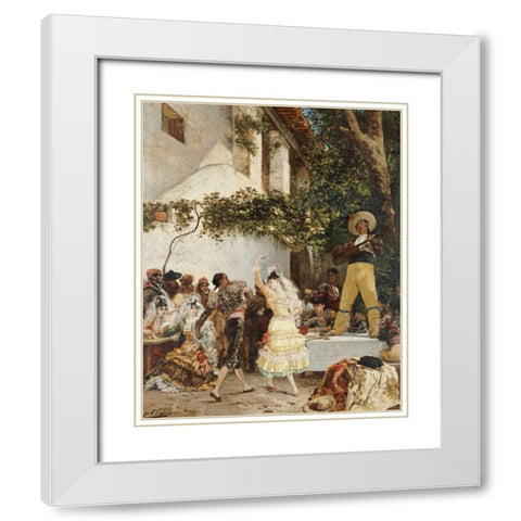 The Spanish Dancers White Modern Wood Framed Art Print with Double Matting by Clarin, Georges Jules Victor