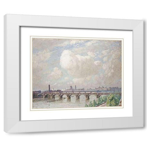 Waterloo Bridge White Modern Wood Framed Art Print with Double Matting by Claus, Emile