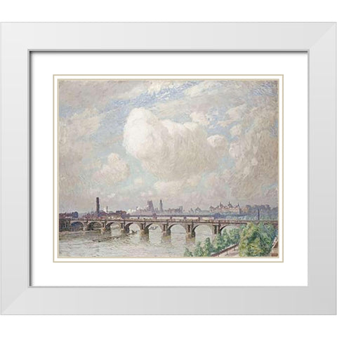 Waterloo Bridge White Modern Wood Framed Art Print with Double Matting by Claus, Emile