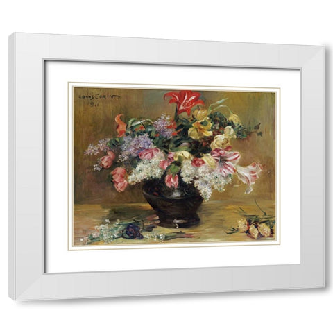 Amaryllis, Lilac and Tulips White Modern Wood Framed Art Print with Double Matting by Corinth, Lovis