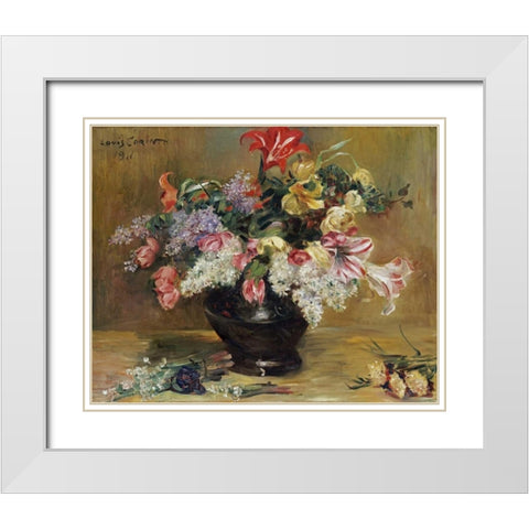 Amaryllis, Lilac and Tulips White Modern Wood Framed Art Print with Double Matting by Corinth, Lovis