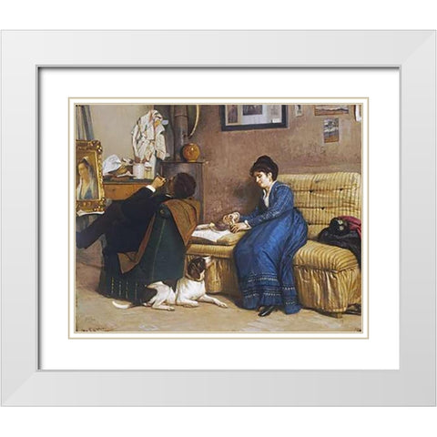 In The Studio White Modern Wood Framed Art Print with Double Matting by Costa, Giovanni