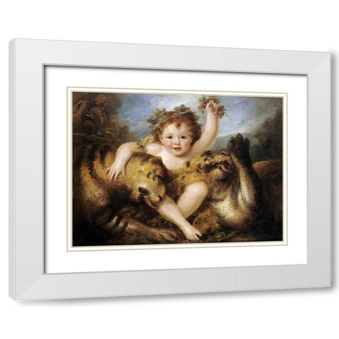 The Infant Bacchus White Modern Wood Framed Art Print with Double Matting by Cosway, Maria