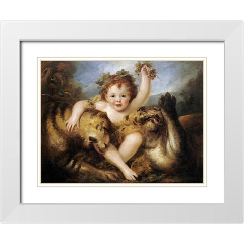 The Infant Bacchus White Modern Wood Framed Art Print with Double Matting by Cosway, Maria