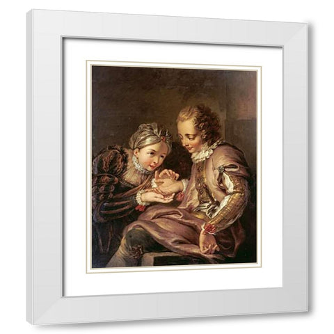 The Fortune Teller White Modern Wood Framed Art Print with Double Matting by Coypel, Charles
