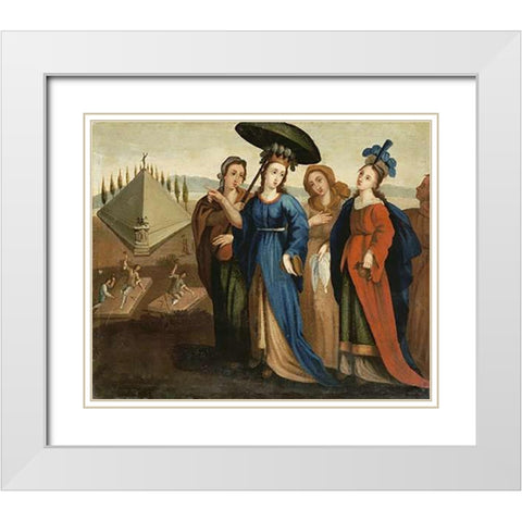 The Mausoleum of Halicarnassus White Modern Wood Framed Art Print with Double Matting by School, Cuzco