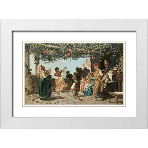La Tarantella White Modern Wood Framed Art Print with Double Matting by Dalbono, Eduardo