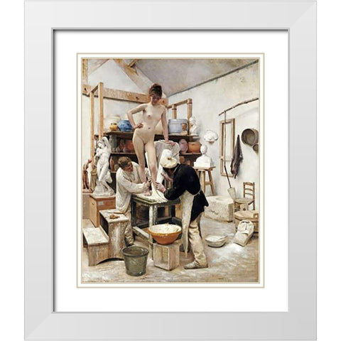 A Mould From Nature White Modern Wood Framed Art Print with Double Matting by Dantan, Edouard Joseph