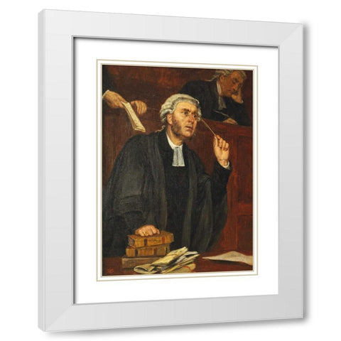 For The Defence White Modern Wood Framed Art Print with Double Matting by Davidson, Thomas