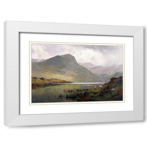 Loch Ness White Modern Wood Framed Art Print with Double Matting by De Breanski, Alfred