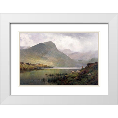Loch Ness White Modern Wood Framed Art Print with Double Matting by De Breanski, Alfred