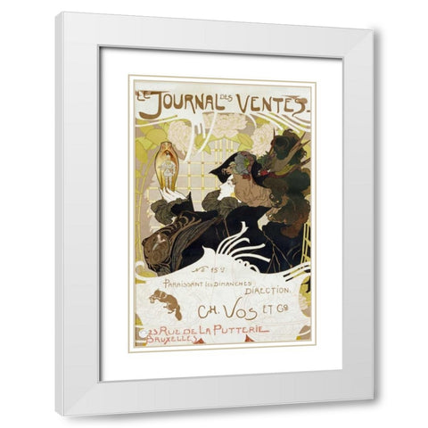 Le Journal Des Ventes White Modern Wood Framed Art Print with Double Matting by De Feure, Georges