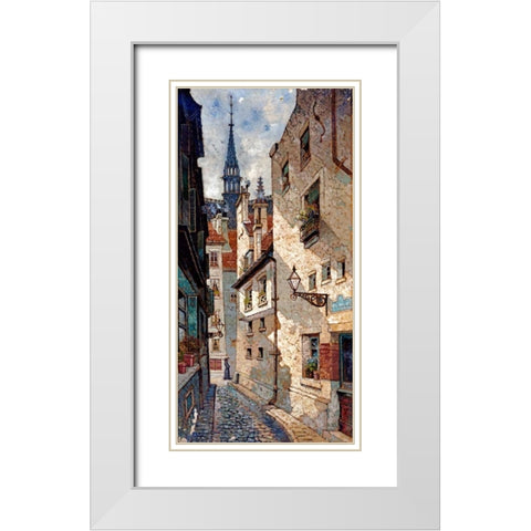 Rue Des Chartres, Old Paris White Modern Wood Framed Art Print with Double Matting by Deakin, Dewin