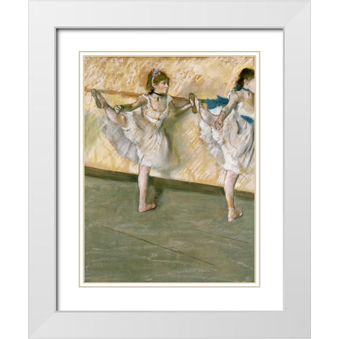 Dancers at The Bar White Modern Wood Framed Art Print with Double Matting by Degas, Edgar