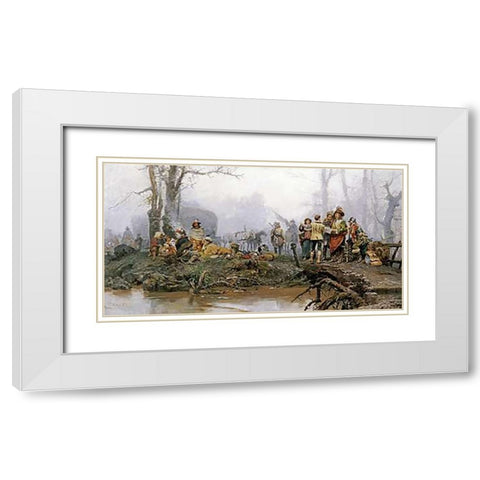 The Encampment White Modern Wood Framed Art Print with Double Matting by Detti, Cesare Auguste
