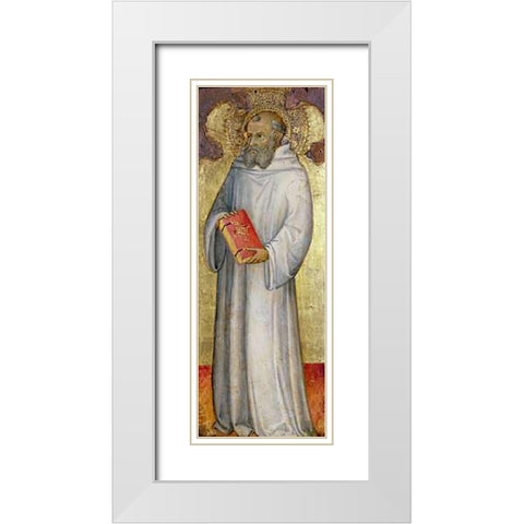 Saint Benedict White Modern Wood Framed Art Print with Double Matting by Di Bartolo, Andrea