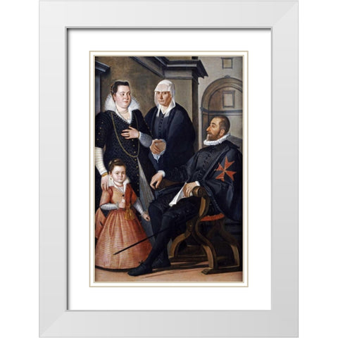 Group Portrait of a Knight of Malta White Modern Wood Framed Art Print with Double Matting by Di Tito, Santi