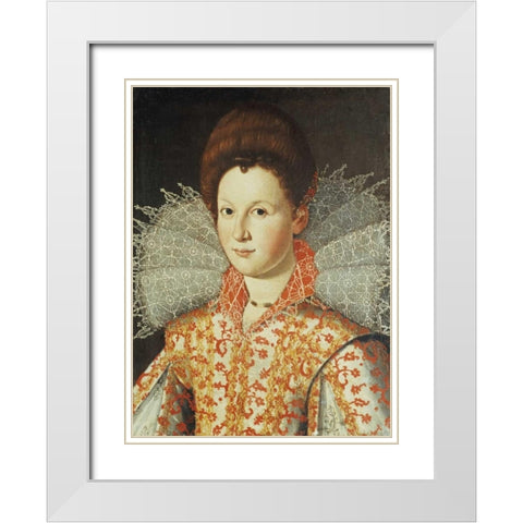 Portrait of a Lady White Modern Wood Framed Art Print with Double Matting by Di Tito, Santi