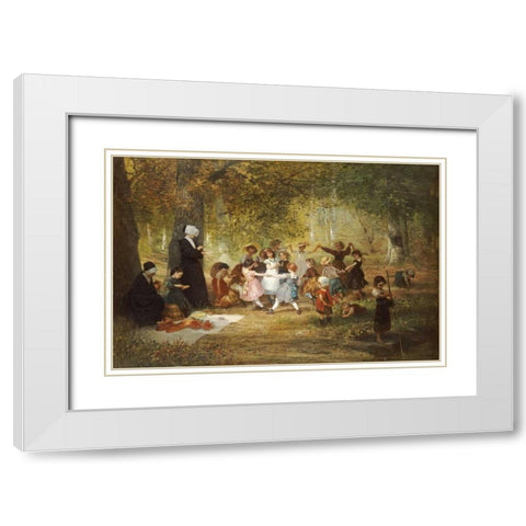 Ring a Ring a Roses White Modern Wood Framed Art Print with Double Matting by Dieffenbach, Anton