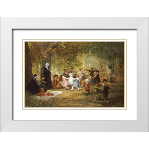 Ring a Ring a Roses White Modern Wood Framed Art Print with Double Matting by Dieffenbach, Anton
