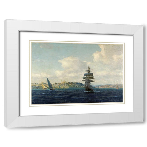 A View of Constantinople White Modern Wood Framed Art Print with Double Matting by Diemer, Michael Zeno