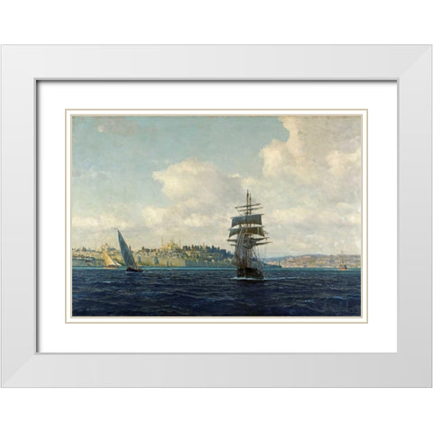 A View of Constantinople White Modern Wood Framed Art Print with Double Matting by Diemer, Michael Zeno