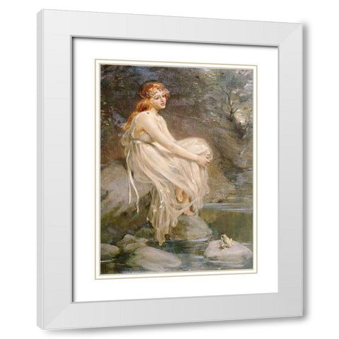 The Princess and The Frog White Modern Wood Framed Art Print with Double Matting by Dixon, Arthur Percy