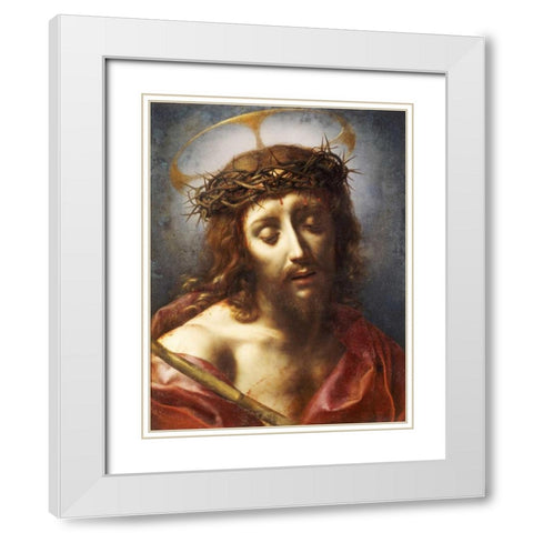 Christ As The Man of Sorrows White Modern Wood Framed Art Print with Double Matting by Dolci, Carlo