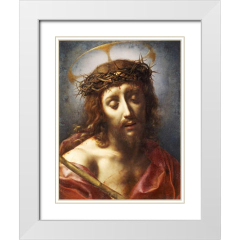 Christ As The Man of Sorrows White Modern Wood Framed Art Print with Double Matting by Dolci, Carlo