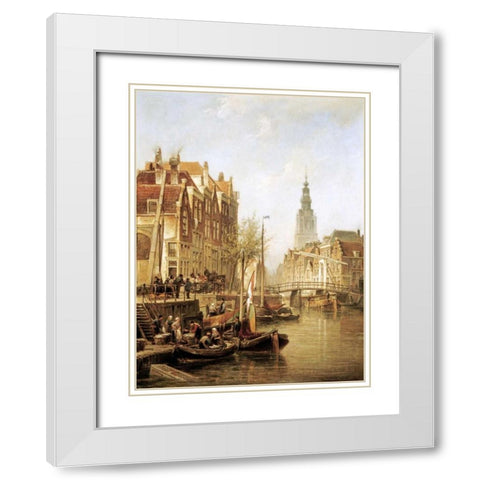 Amsterdam White Modern Wood Framed Art Print with Double Matting by Dommershuizen, Cornelis Christiaan