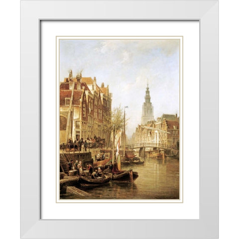 Amsterdam White Modern Wood Framed Art Print with Double Matting by Dommershuizen, Cornelis Christiaan