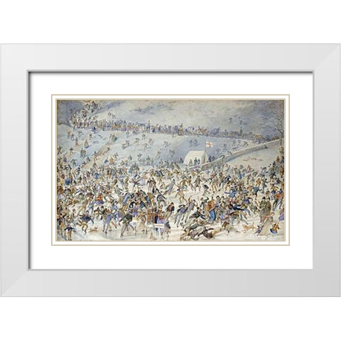 Figures Ice Skating White Modern Wood Framed Art Print with Double Matting by Doyle, Charles Altamount