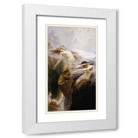 The Mountain Mists White Modern Wood Framed Art Print with Double Matting by Draper, Herbert James