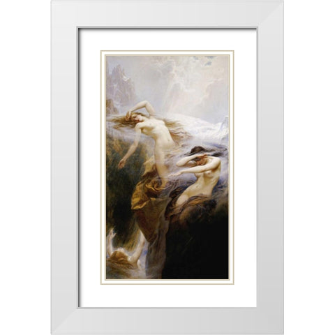 The Mountain Mists White Modern Wood Framed Art Print with Double Matting by Draper, Herbert James