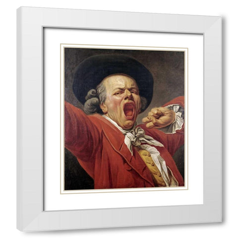 Self-Portrait As a Yawning Man White Modern Wood Framed Art Print with Double Matting by Ducreux, Francois-Joseph