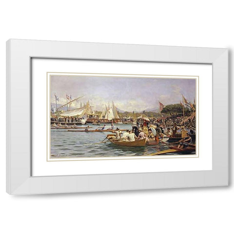 A Regatta, Geneva White Modern Wood Framed Art Print with Double Matting by Dufaux, Frederic