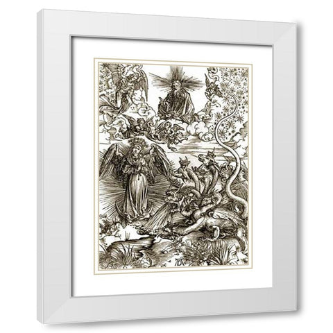 The Apocalyptic Woman White Modern Wood Framed Art Print with Double Matting by Durer, Albrecht