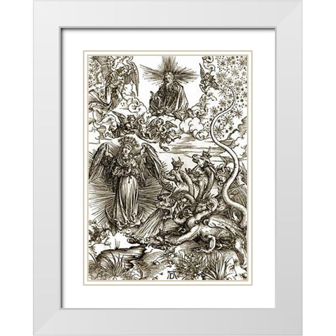 The Apocalyptic Woman White Modern Wood Framed Art Print with Double Matting by Durer, Albrecht