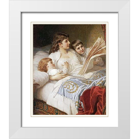 Bedtime Story White Modern Wood Framed Art Print with Double Matting by Ebert, Anton