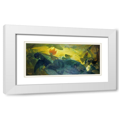 The Ride of The Valkyries White Modern Wood Framed Art Print with Double Matting by Engel, Carl