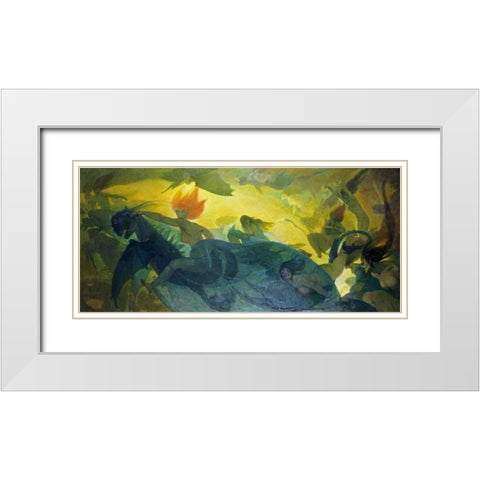 The Ride of The Valkyries White Modern Wood Framed Art Print with Double Matting by Engel, Carl
