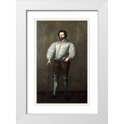 Sir Francis Drake White Modern Wood Framed Art Print with Double Matting by English School
