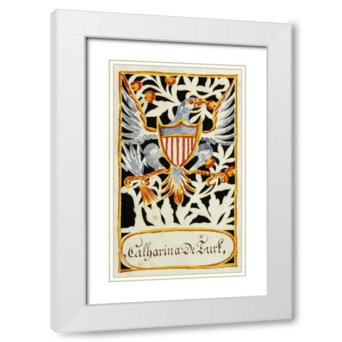 Watercolor and Cutwork Fraktur Drawing White Modern Wood Framed Art Print with Double Matting by Faber, Wilhemus Antonius