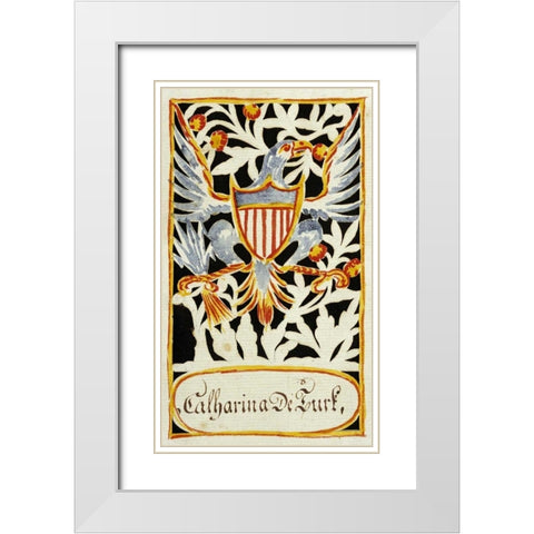 Watercolor and Cutwork Fraktur Drawing White Modern Wood Framed Art Print with Double Matting by Faber, Wilhemus Antonius